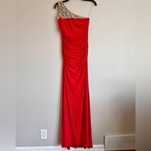 Cache Beaded One Shoulder Jersey Gown size 2
